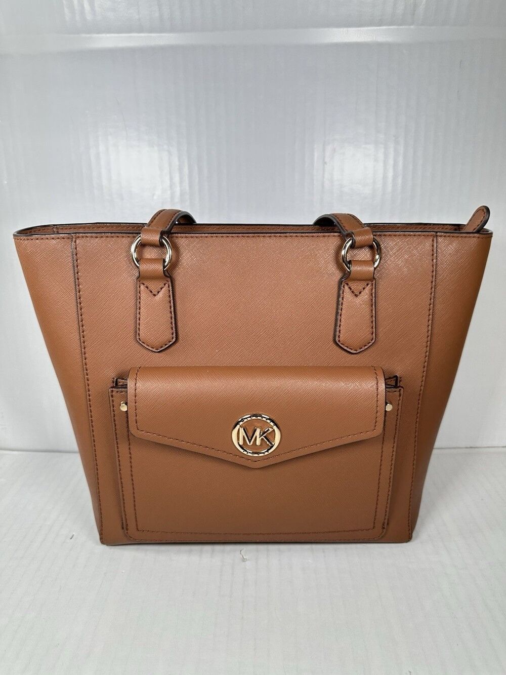 Michael Kors Brown Medium Top Zip Tote Handbag Logo Purse 12" x 10" x 5"
